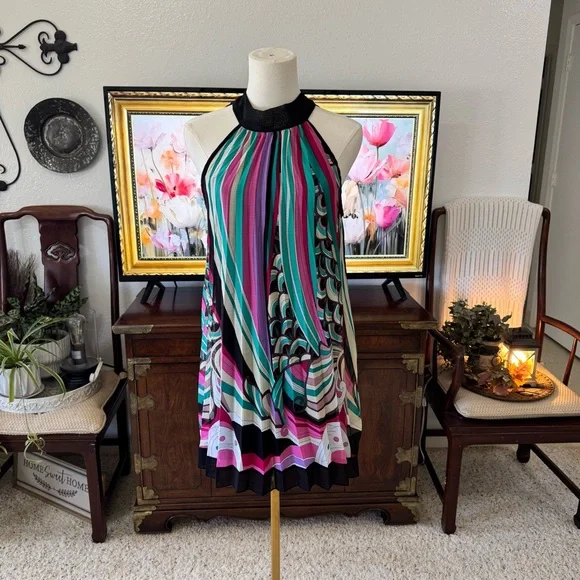 M Heart M Sleeveless Pleated Fully Lined Dress Size Large Like New - Picture 2 of 8